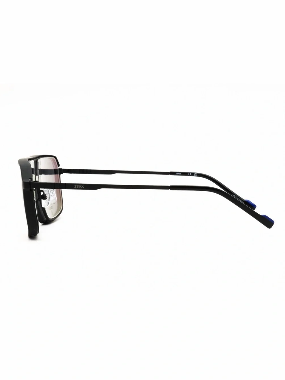 New ZEISS Men's Black Metal Frame Glasses with Detachable Black Clip-On Sunglass